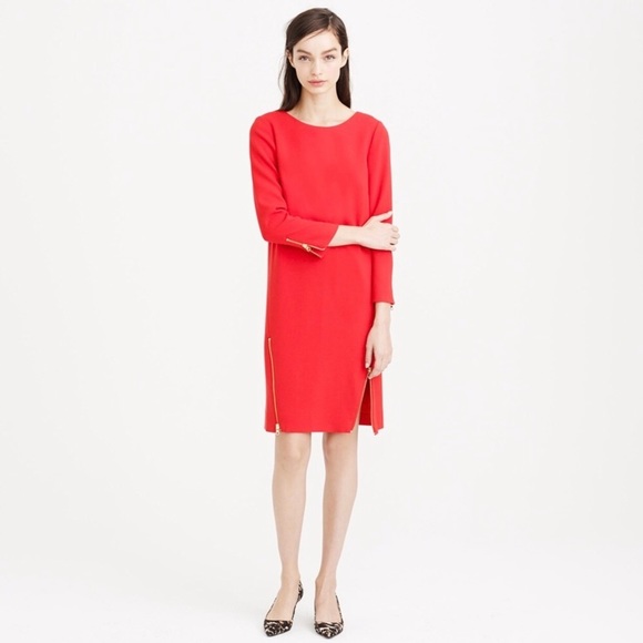 J. Crew Women’s Red Shift Dress Double Zip Slits Size S - Picture 1 of 15